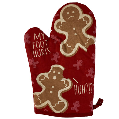 My Foot Hurts Oven Mitt Funny Christmas Eaten Gingerbread Cookies Holiday Gift Novelty Kitchen Glove