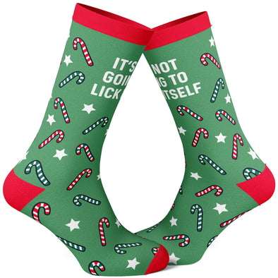 Men's It's Not Going To Lick Itself Socks Funny Christmas Candycane Holiday Graphic Footwear
