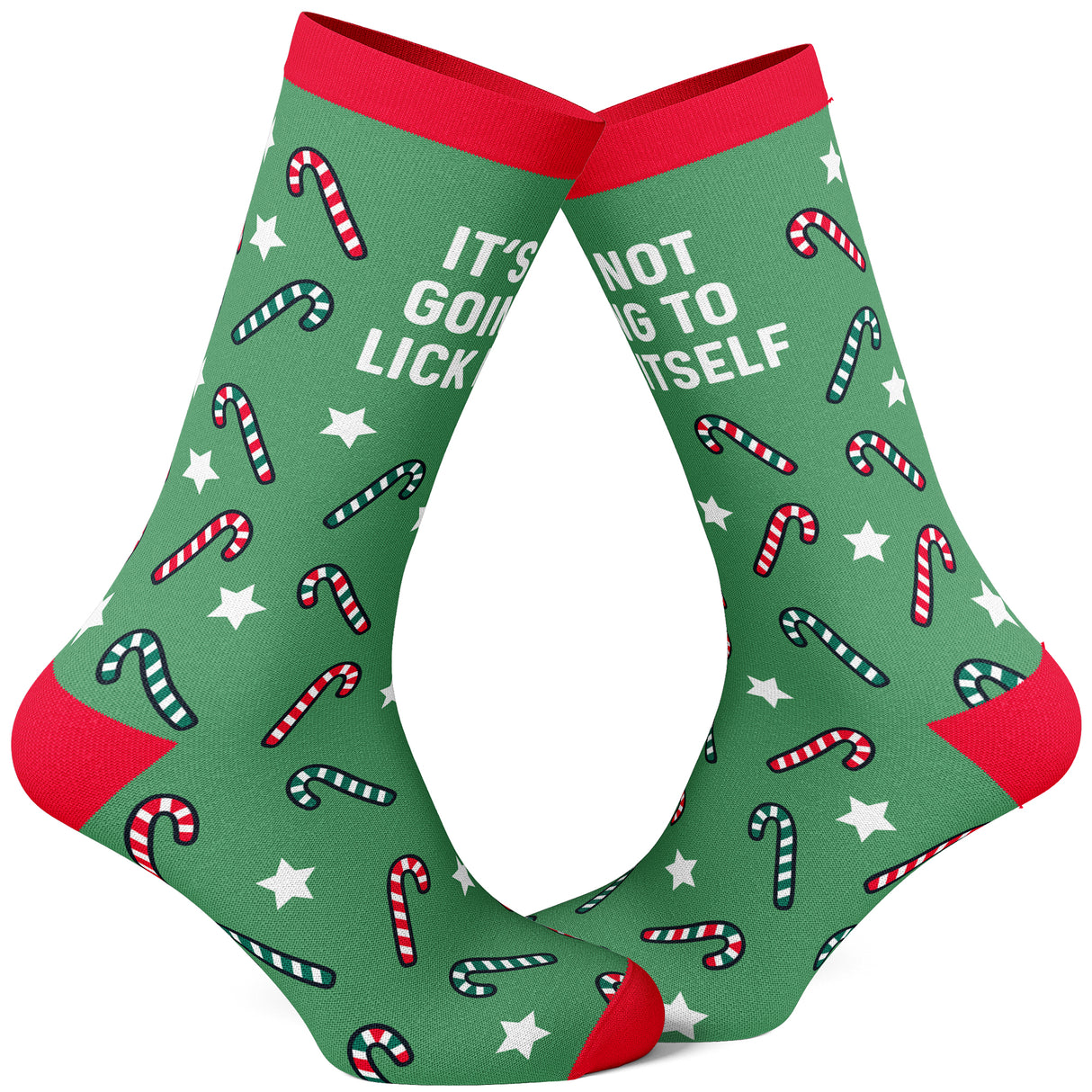 Women's It's Not Going To Lick Itself Socks Funny Christmas Candycane Holiday Graphic Footwear