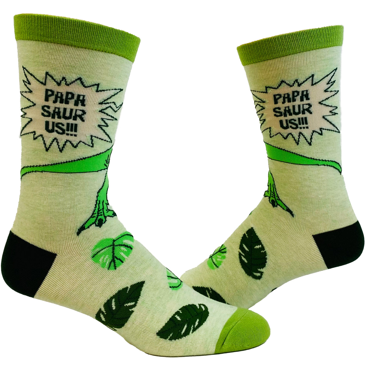 Men's Papasaurus Socks Funny Fathers Day Dinosaur T-Rex Grandfather Novelty Footwear