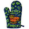 Parsley Makes It Fancy Oven Mitt Funny Burger And Fries Cooking Kitchen Glove