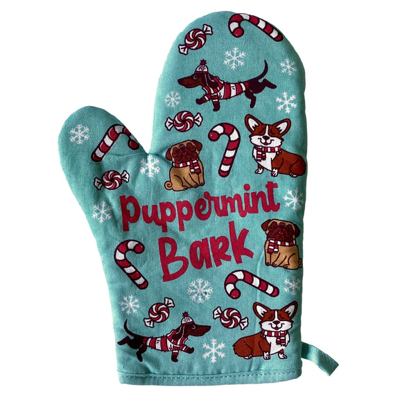 Puppermint Bark Oven Mitt Funny Pet Puppy Lover Festive Christmas Kitchen Glove