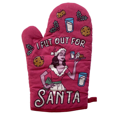 I Put Out For Santa Oven Mitt Funny Christmas Sexual Innuendo Milk And Cookies Kitchen Glove