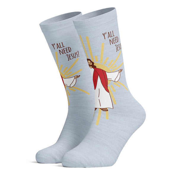 Women's Y'All Need Jesus Socks Funny Sunday Church Religion Paster Novelty Footwear