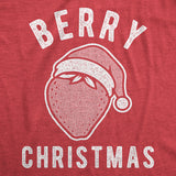 Womens Berry Christmas Tshirt Funny Strawberry Fruit Holiday Party Tee