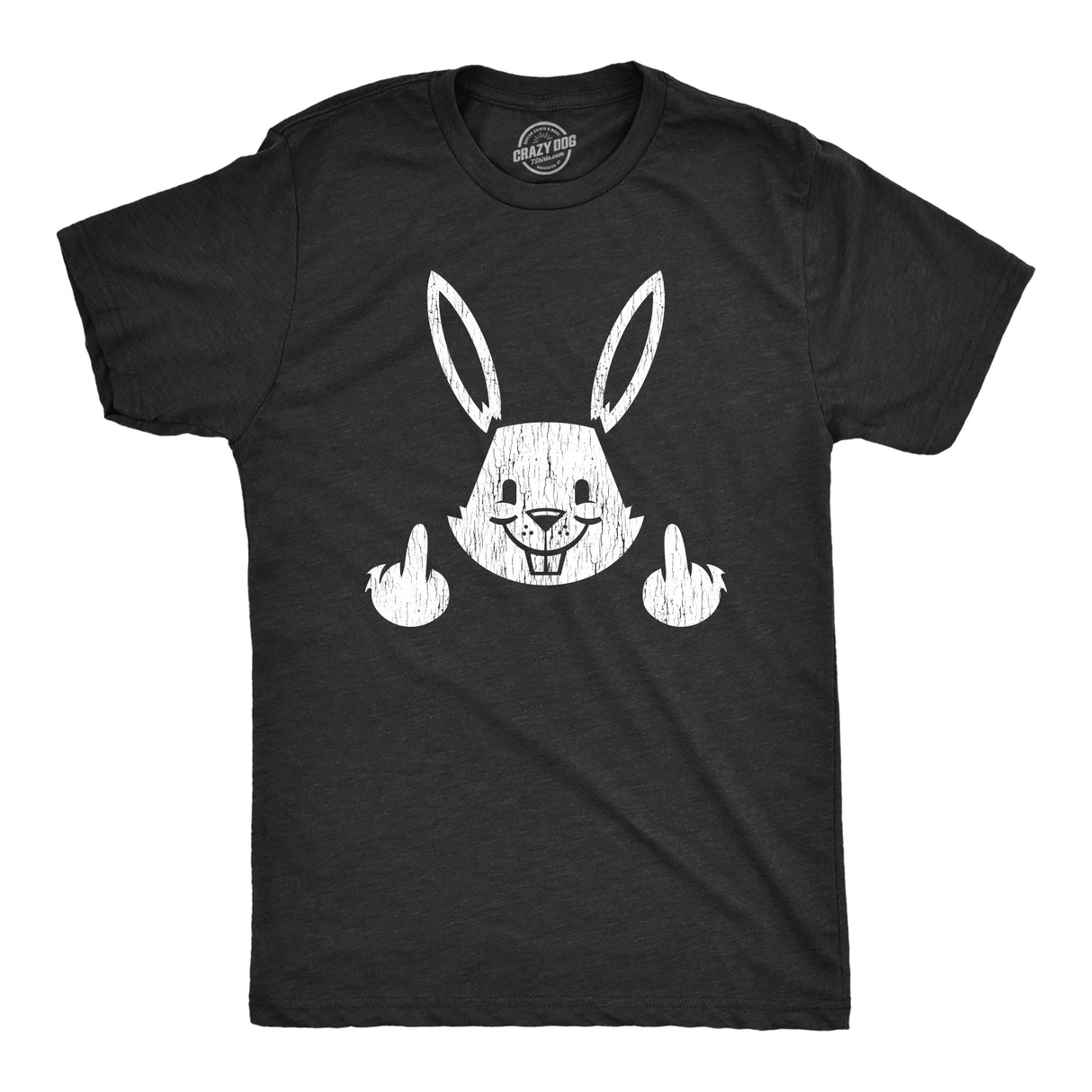 Mens Bunny Giving the Finger T shirt Funny Easter Graphic Cool Novelty Tee