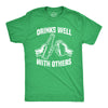 Mens Drinks Well With Others T shirt Cool St Patricks Day Funny Vintage Top