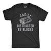 Mens Easily Distracted By Blocks Tshirt Funny Car Engine Lovers Novelty Graphic Tee For Guys