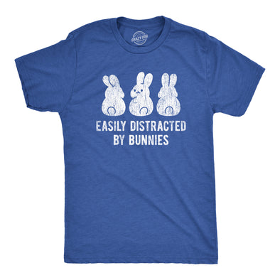 Mens Easily Distracted By Bunnies T shirt Funny Rabbit Party Gift for Basket
