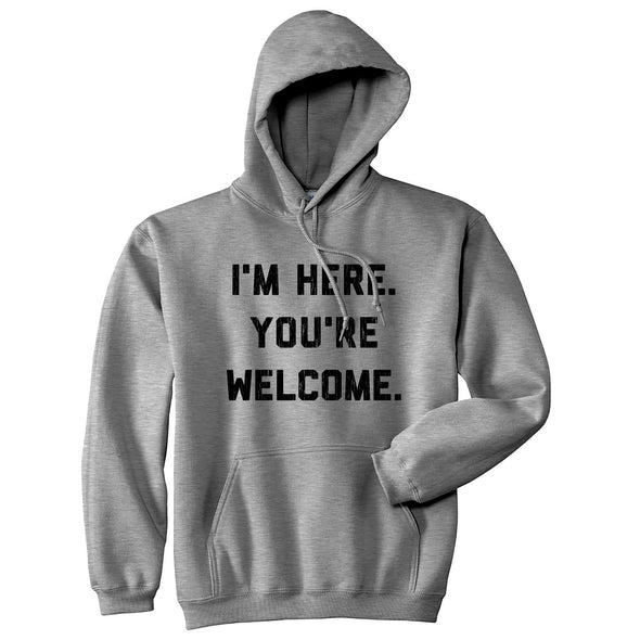 I'm Here You're Welcome Unisex Hoodie Funny Sarcastic Graphic Novelty Hooded Sweatshirt