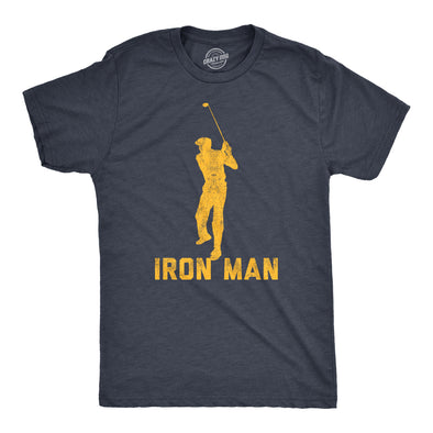 Mens Iron Man Tshirt Funny Fathers Day Golf Clubs Sarcastic Fathers Day Novelty Tee