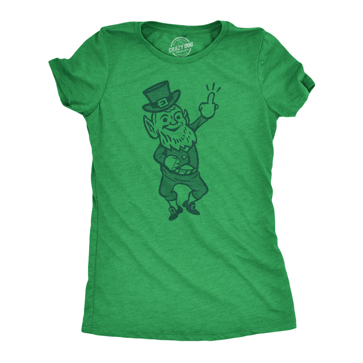 Womens Leprechaun Middle Finger Tshirt Funny St Patrick's Day Graphic Novelty Tee