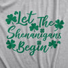 Womens Let The Shenanigans Begin Funny Saint Patricks Day Saying T-Shirt Clover