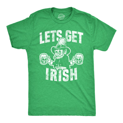 Mens Let's Get Irish T shirt Funny St Patricks Day Leprechaun Green Novelty Tee