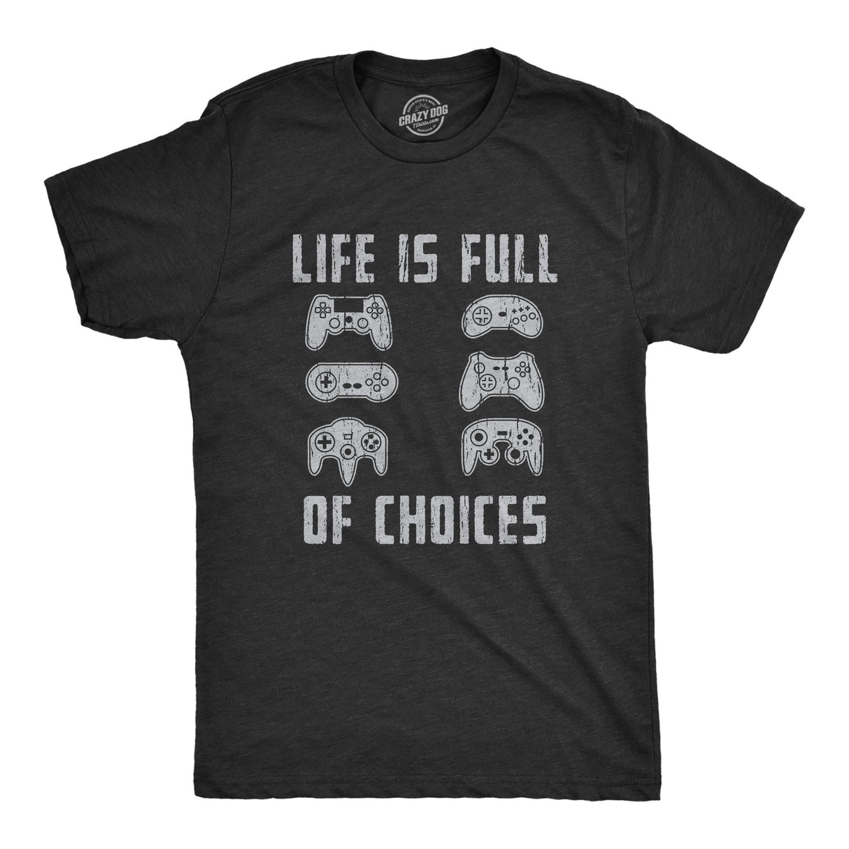 Mens Life Is Full of Choices T Shirt Funny Video Games Joystick Controller Retro Graphic Tee
