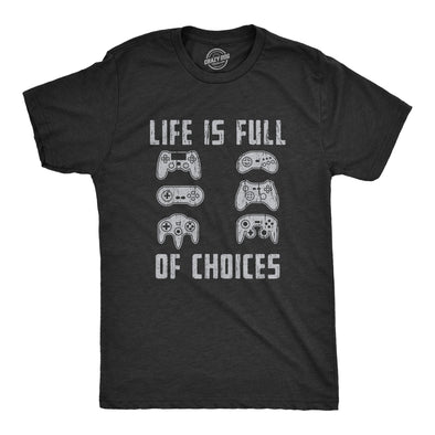 Mens Life Is Full of Choices Tshirt Funny Video Games Joystick Controller Retro Graphic Tee