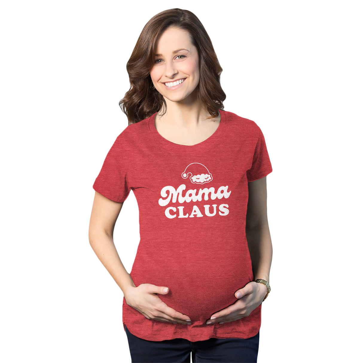 Maternity Mama Claus Tshirt Funny Christmas Holiday Party Mrs Claus Novelty Baby Pregnancy Tee