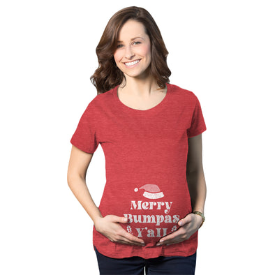 Maternity Merry Bumpas Y'all Pregnancy Tshirt Funny Christmas Party Baby Announcement Tee