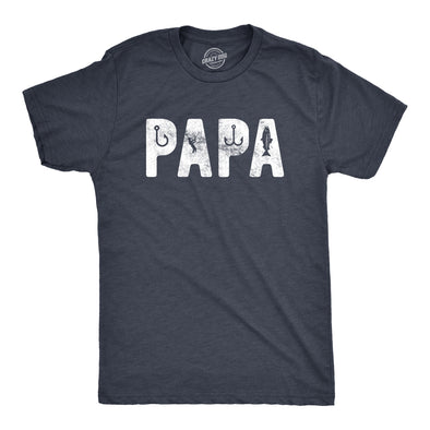 Mens Papa Fishing Tshirt Funny Fathers Day Gift For Dad Outdoor Fisherman Graphic Tee