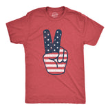 Mens Peace Sign American Flag Tshirt 4th Of July USA Patriotic Party Graphic Tee