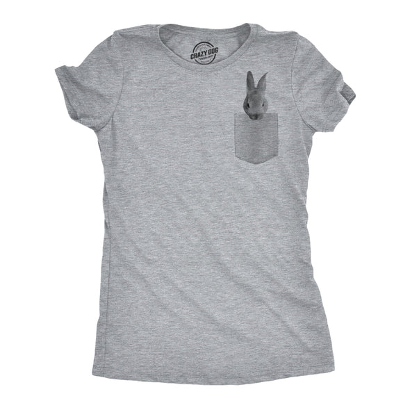 Womens Pocket Bunny Tshirt Funny Easter Bunny Rabbit Fake Pocket Graphic Tee