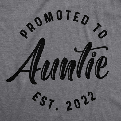Womens Promoted To Auntie 2021 Tshirt Funny New Baby Family Graphic Tee