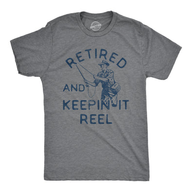 Mens Retired And Keepin It Reel Tshirt Funny Fishing Grandpa Graphic N –  Nerdy Shirts