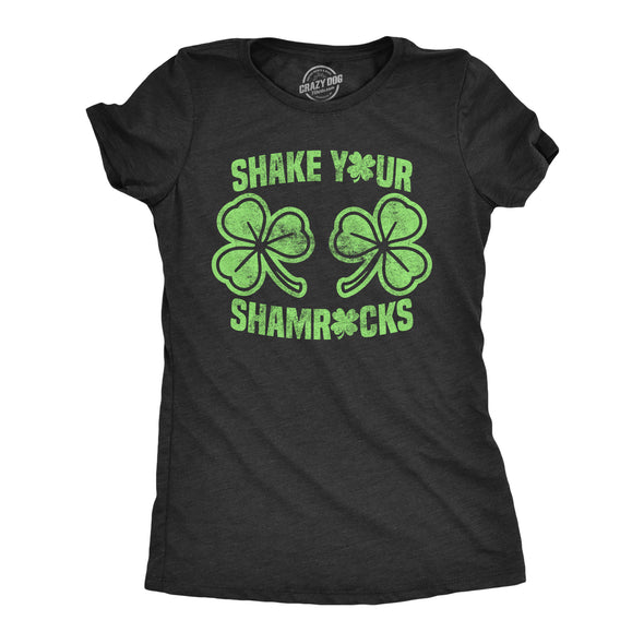 Womens Shake Your Shamrocks T shirt Funny St Patricks Day Boobs Graphic Novelty