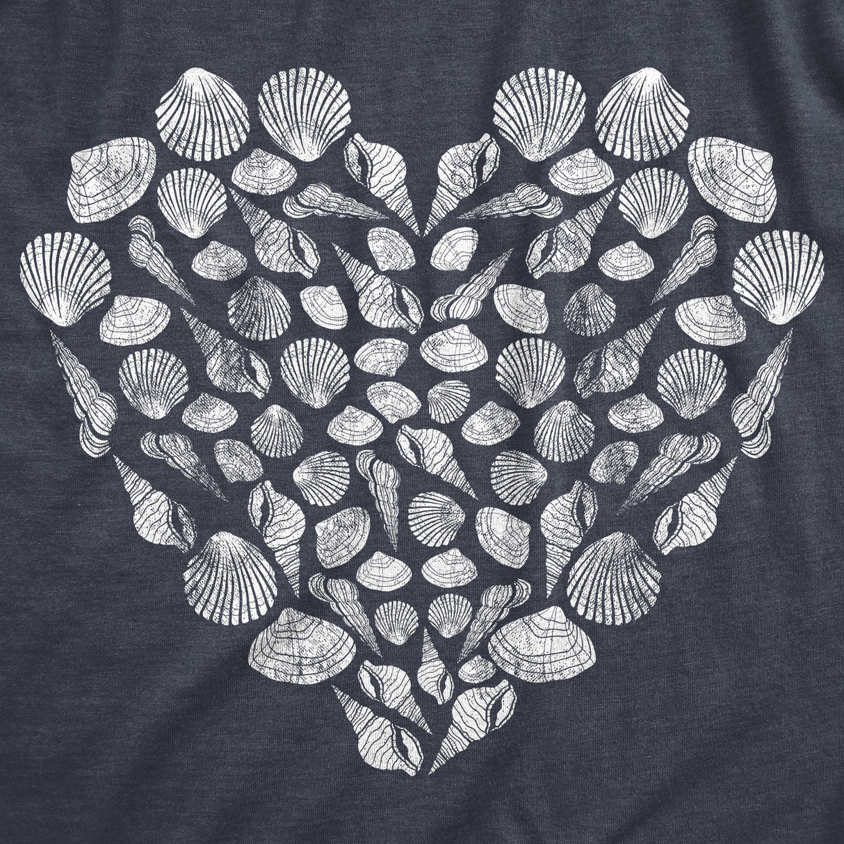 Womens Shell Heart Tshirt Cute Beach Lover Tropical Vacation Ocean Graphic Tee