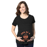 Maternity Son Of A Witch Tshirt Funny Halloween Jack-o-lantern Pregnancy Tee
