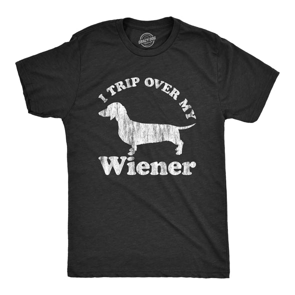 Mens I Trip Over My Wiener Tshirt Funny Pet Novelty Puppy Graphic Dog Tee For Guys