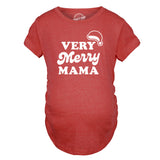 Maternity Very Merry Mama Tshirt Cute Christmas Santa Hat Pregnancy Announcement Tee