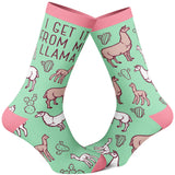 Women's I Get It From My Llama Socks Funny Alpaca Cute Animal Novelty Footwear