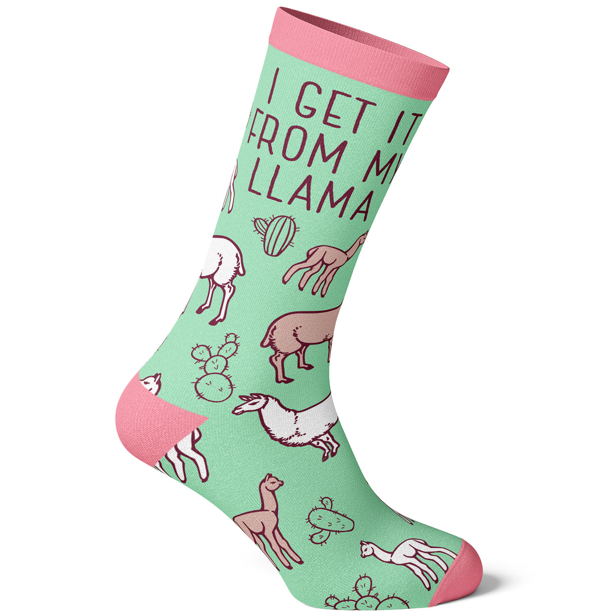 Women's I Get It From My Llama Socks Funny Alpaca Cute Animal Novelty Footwear