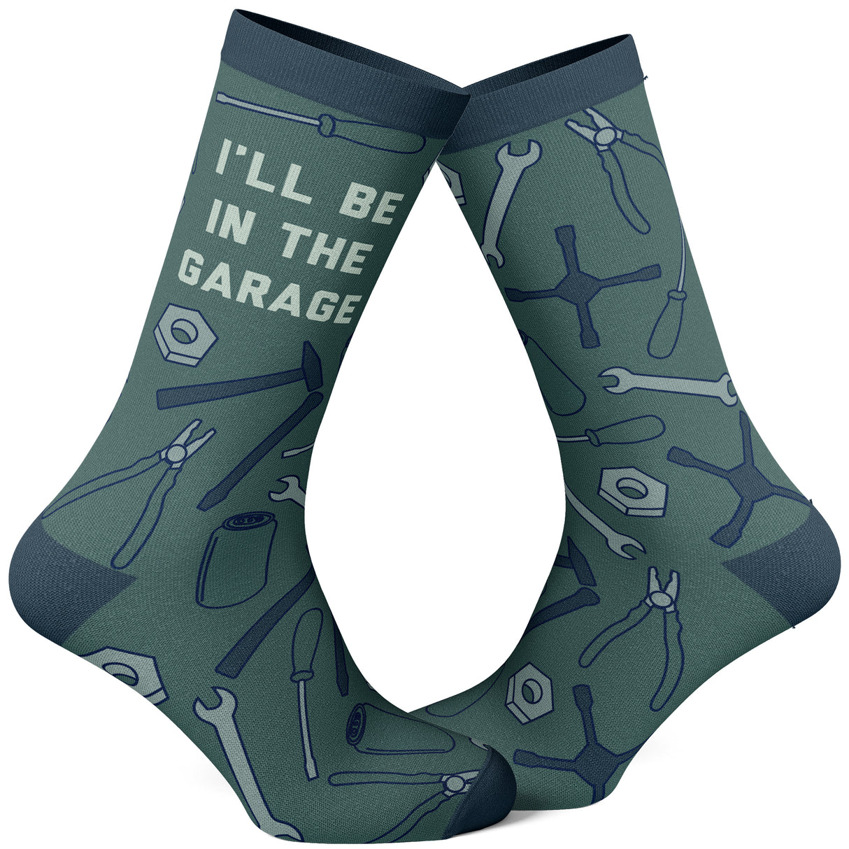 Men's I'll Be In The Garage Socks Funny Sarcastic Repair Tool Project Footwear