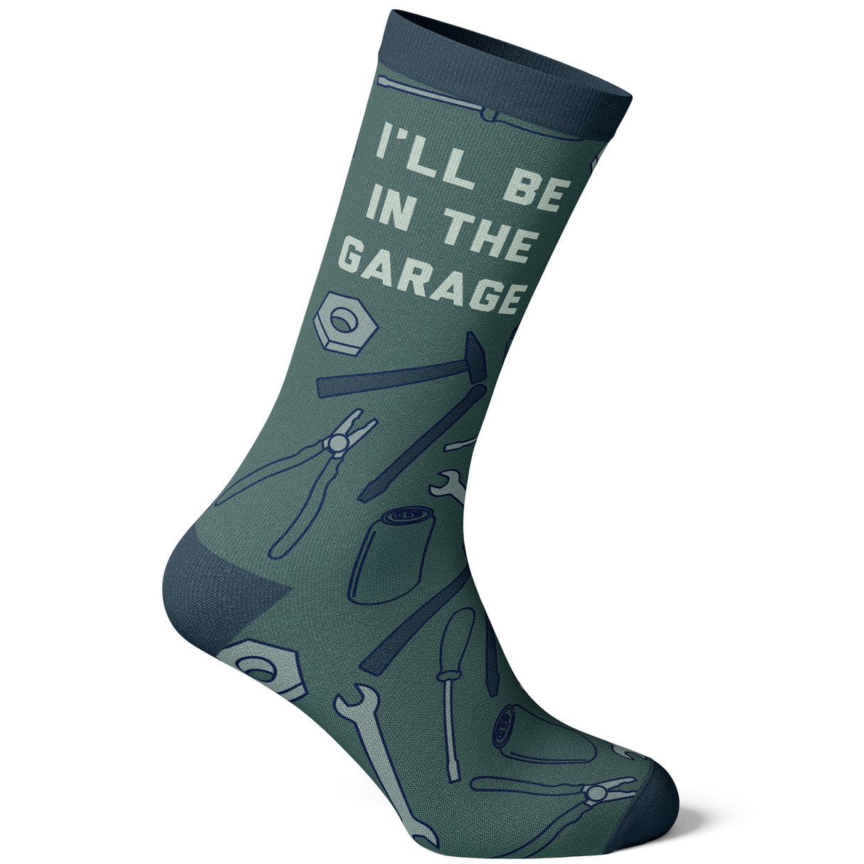 Men's I'll Be In The Garage Socks Funny Sarcastic Repair Tool Project Footwear