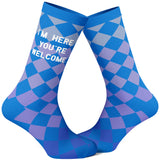 Men's I'm Here, You're Welcome Socks Funny Sarcastic Rude Checkered Footwear