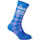 Men's I'm Here, You're Welcome Socks Funny Sarcastic Rude Checkered Footwear