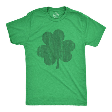 Mens Distressed Clover T Shirt Cool St Patricks Day Vintage Shamrock Awesome Graphic Tee