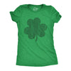 Womens Distressed Clover T Shirt Cool St Patricks Day Vintage Shamrock Awesome Graphic Tee
