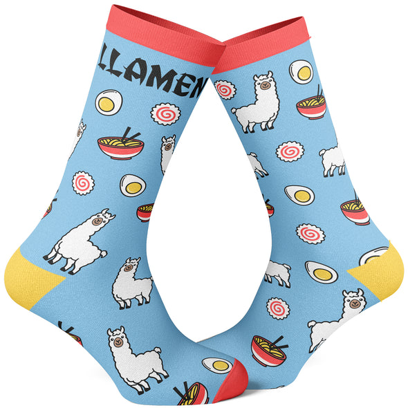 Men's Llamen Socks Funny Llama Ramen Noodles Takeout Novelty Graphic Footwear