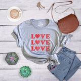 Womens Love Love Love Hearts Tshirt Cute Valentines Day Tee