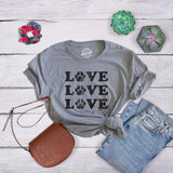 Womens Love Love Love Paws Tshirt Cute Dog Animal Companion Tee