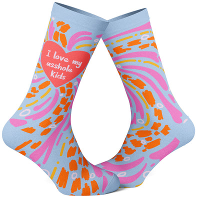 Women's I Love My Asshole Kids Socks Funny Mother's Day Parenting Heart Novelty Graphic Footwear