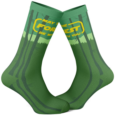 Men's May The Forest Be With You Socks Funny Camping Hiking Parody Footwear