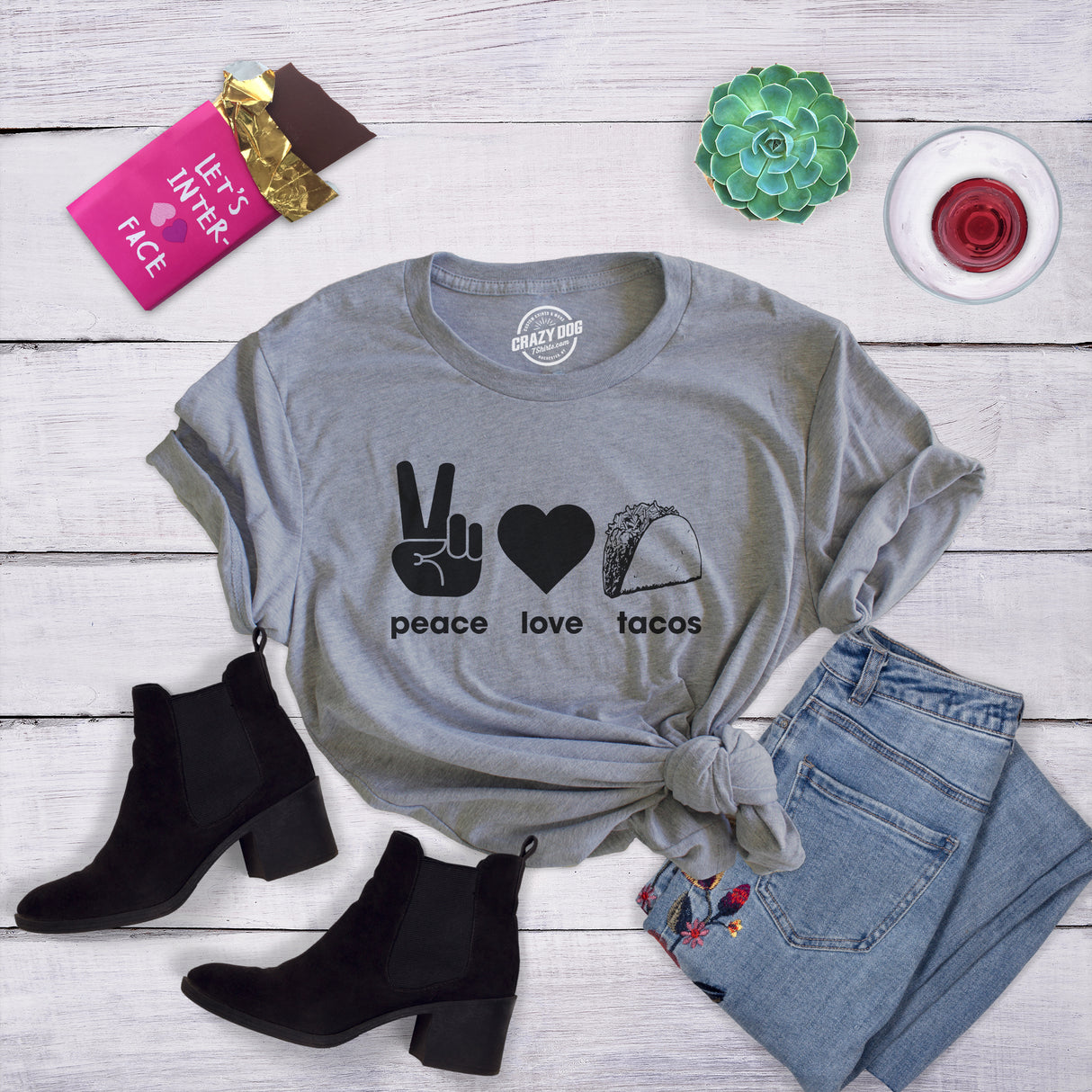 Womens Peace Love Tacos T shirt Funny Saying Cute Graphic Vintage Ladies Design