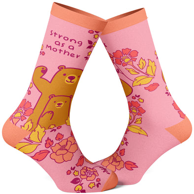 Women's Strong As A Mother Socks Cute Mother's Day Momma Bear Parenting Graphic Footwear