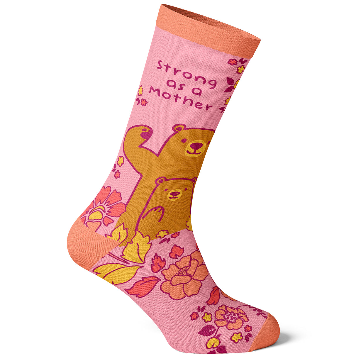 Women's Strong As A Mother Socks Cute Mother's Day Momma Bear Parenting Graphic Footwear