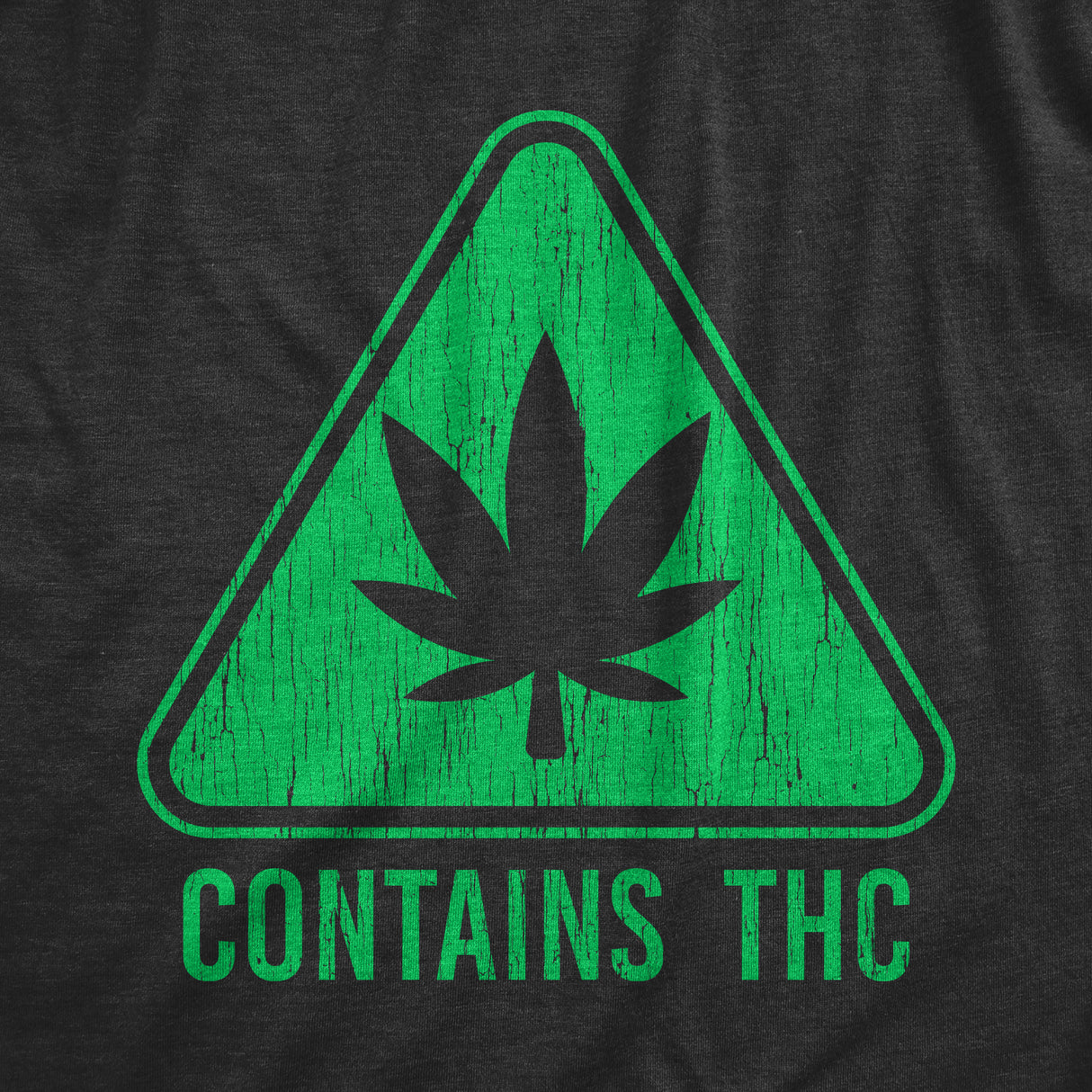 Mens Contains THC T Shirt Funny 420 Weed Leaf Warning Label Tee For Guys