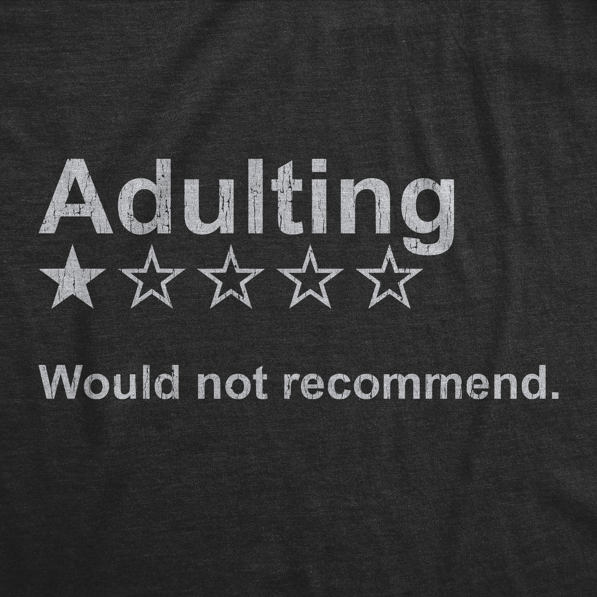 Womens Adulting Would Not Recommend T Shirt Funny Sarcasm Joke Gag Gift Novelty Tee
